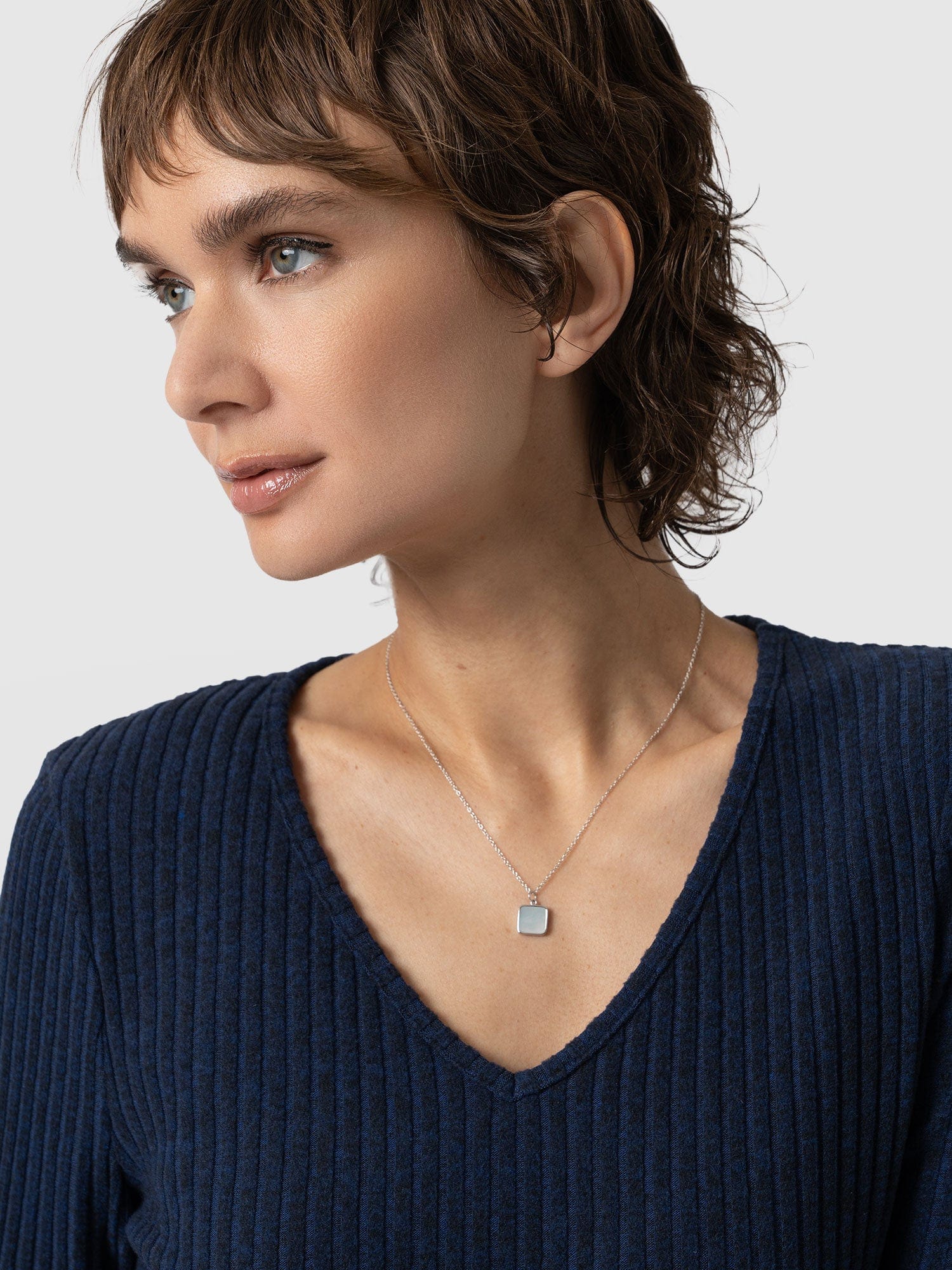 Iridescence Square Charm Necklace Silver - Women's Jewellery | Saint + Sofia® USA